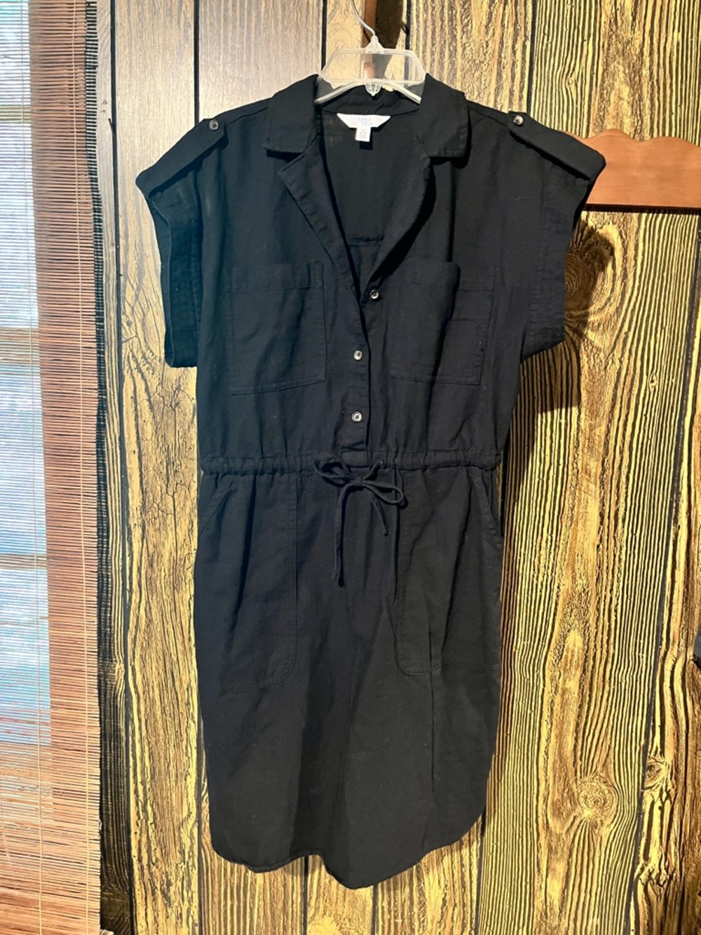 Time and Tru Black Drawstring Shirt Dress - Mini
